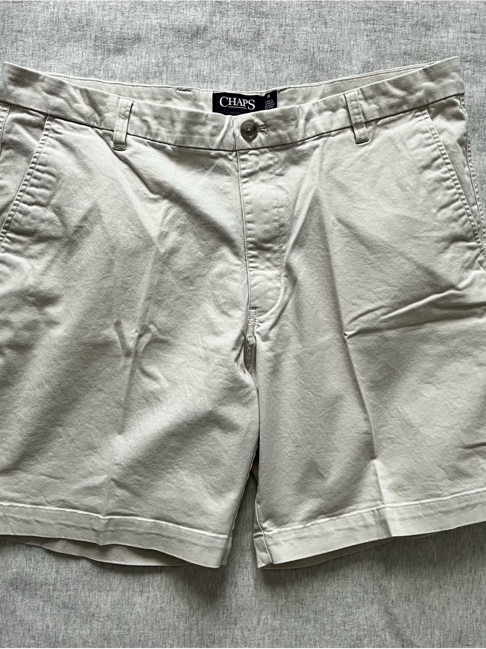 Chaps Men's Light Tan Flat-Front Cotton Shorts